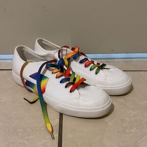Dolce Vita White Sneakers with Rainbow Accents